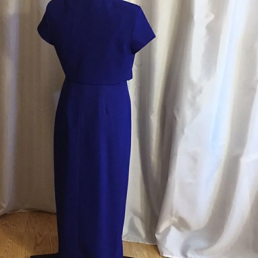 JR NITES a size 8 petite maxi dress with matching short beaded jacket